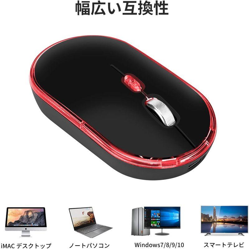 CHONCHOW ワイヤレスマウス 無線 マウス mac windowsに対応 USB 充電式 7色LEDライト 静音 薄型 軽量 小型マウ｜hands-select-market｜07