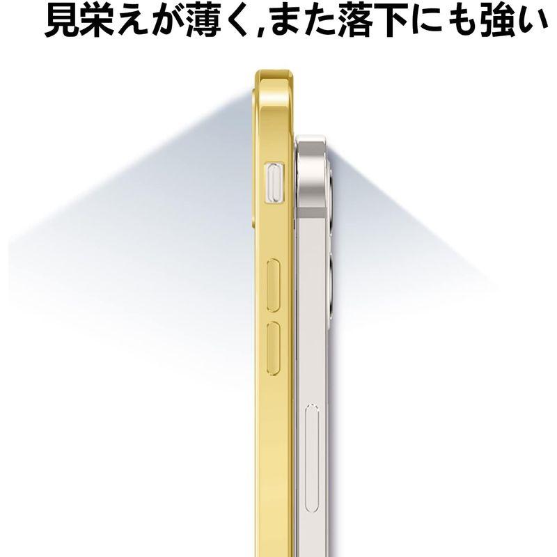 IPhone14 ケース クリア アイフォン14 カバー 透明 スマホケース 全面保護 耐衝撃 軽量 メッキ加工 TPU 薄型 ストラップホ｜hands-select-market｜02