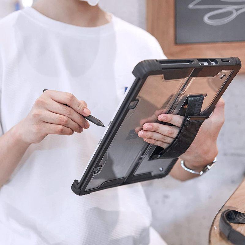 Surface GO GO2 GO3 ケース 透明 耐衝撃 軽量 薄型 肩掛けストラップ ハンドストラップ & ペンホルダー付き おしゃれ｜hands-select-market｜04