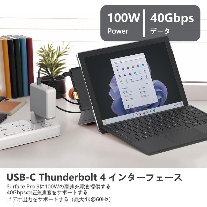 Surface Pro9 USBハブ 6-in-2拡張 マルチポート Thunerbolt4 USBC 4Kディスプレイ 40Gbpsデータ｜hands-select-market｜02