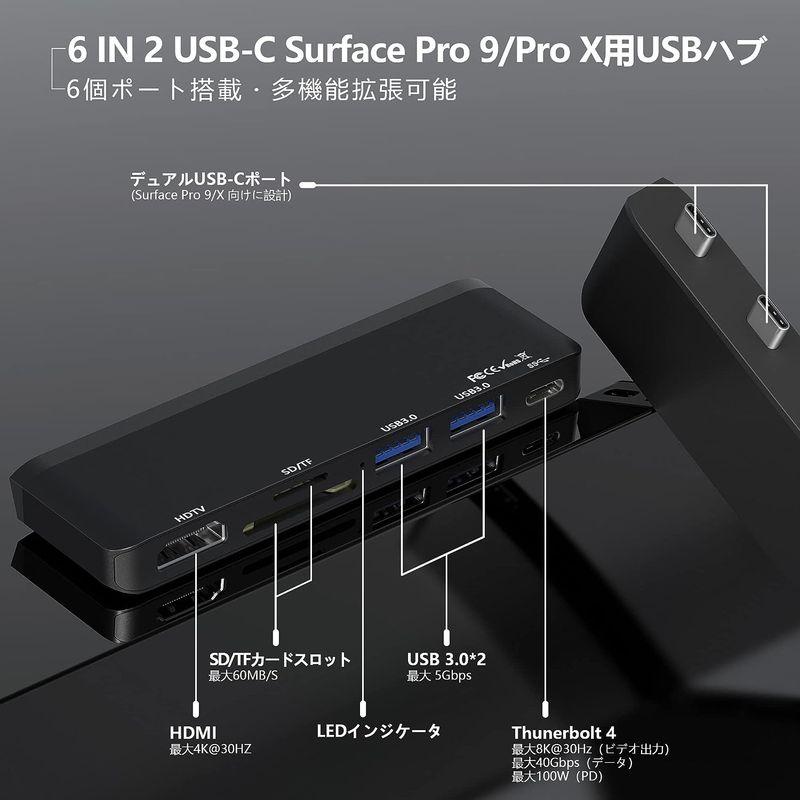 Surface Pro9 USBハブ 6-in-2拡張 マルチポート Thunerbolt4 USBC 4Kディスプレイ 40Gbpsデータ｜hands-select-market｜05