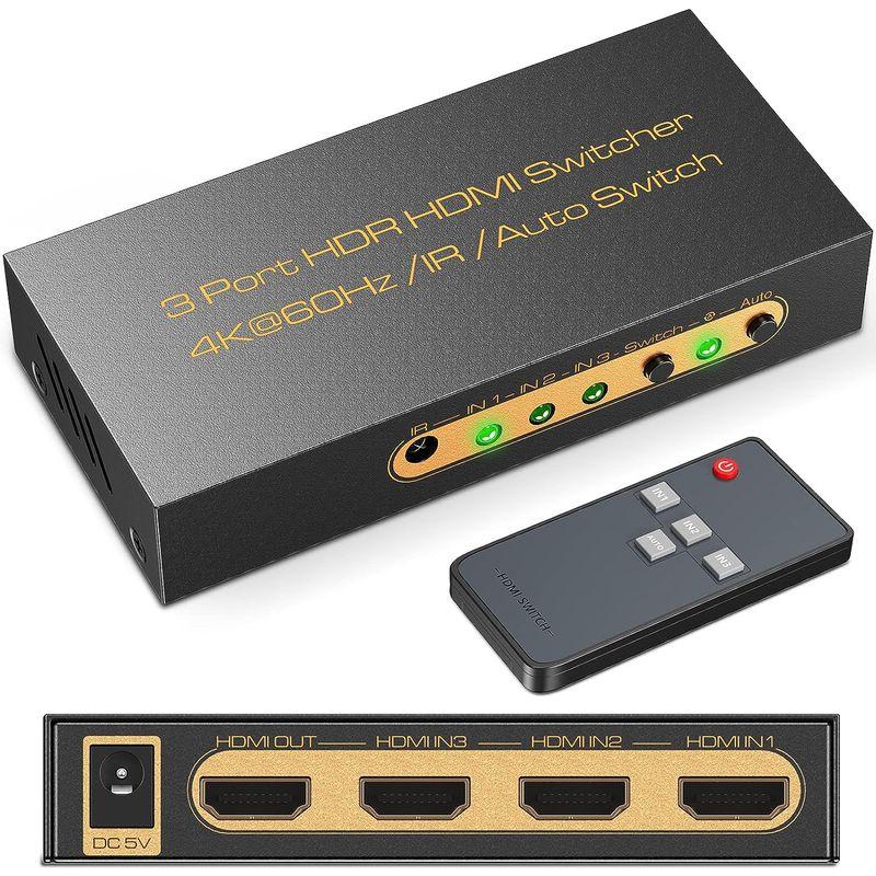 HDMI切り替え器2.0 3入力1出力 4k@60hzHDCP2.2HDR対応 リモコン付属PS5/PS4/Nintendo Switch対｜hands-select-market｜02
