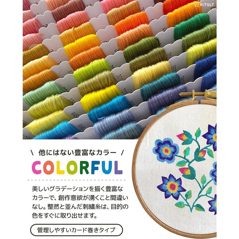 RITALT 刺繍キット 刺繍糸 60色 図案本 刺繍枠 初心者 セット 収納 布 25番/8m/6本綴り｜hands-select-market｜02