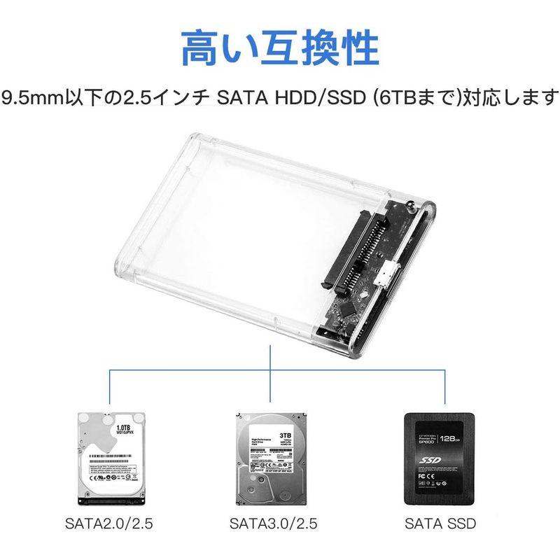 YFFSFDC 2.5インチ HDD ケース USB3.0 SSD ボックス SATA III 外付けハードディスク 5Gbps 高速データ｜hands-select-market｜07