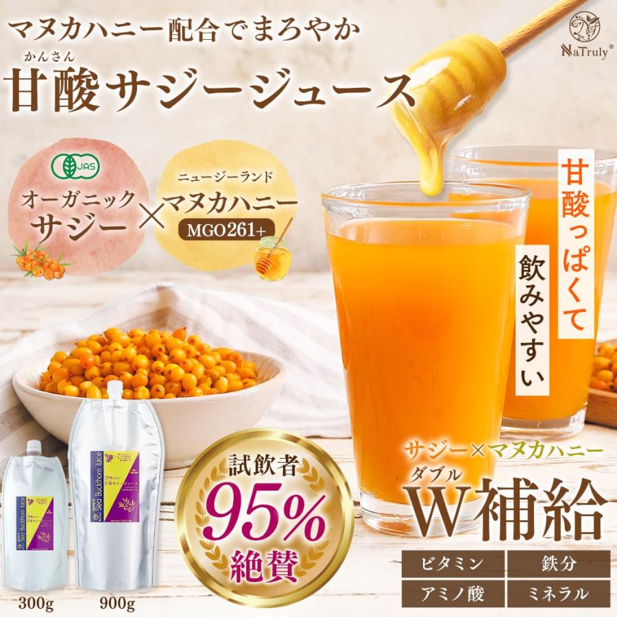 サジージュース 甘酸サジージュース 900g×6個 栄養機能食品(ビタミンC) シーバックソーン サジー サジードリンク 沙棘 鉄分補給 ナトゥリーの画像