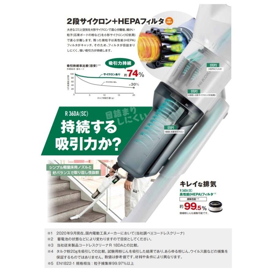 HIKOKI スティッククリーナー HEPAフィルター搭載 3段階サイクロン HIKOKI スティッククリーナー HEPAフィルター搭載 3段階サイクロン