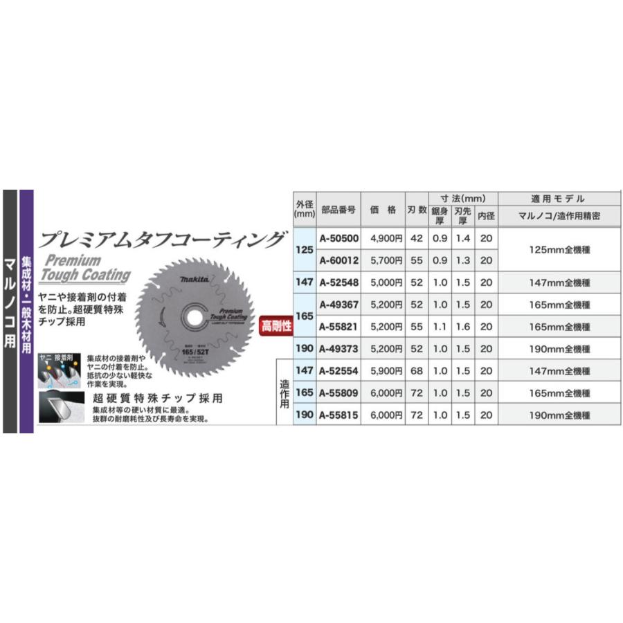 makita マキタ　純正アクセサリ チップソー プレミアムタフコーティング 147mm/52T　A-52548　丸ノコ用