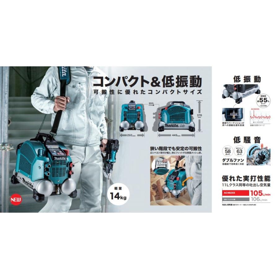 makita マキタ  常圧・高圧兼用エアコンプレッサ　新・46気圧　7Lタンク　AC462XS青／AC462XSB黒（50/60Hz共用）ハンディタイプ｜handskotera｜12