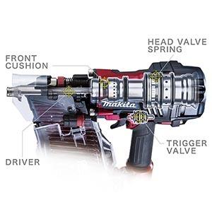 マキタ makita 90mm高圧エア釘打機 AN936H(赤)/HM(青 マキタ makita 90mm高圧エア釘打機 AN936H(赤)/HM(青