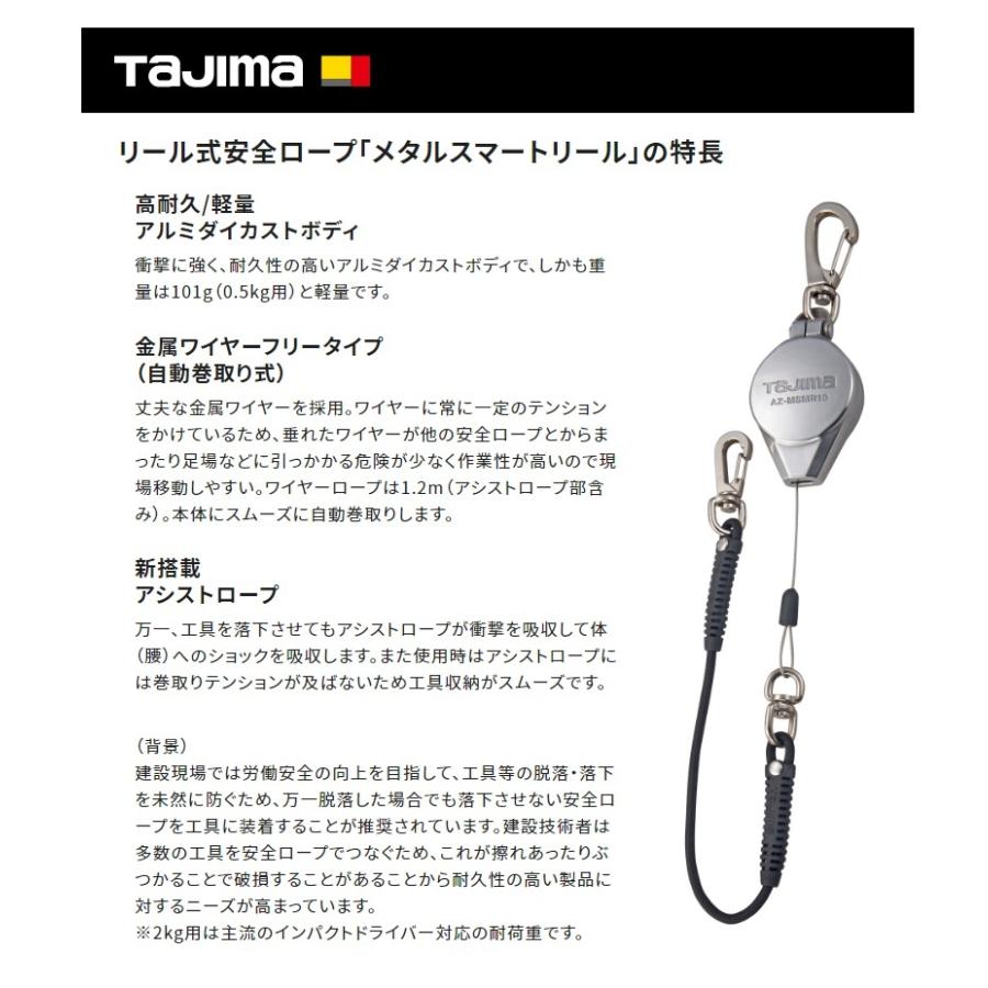 Tajima（タジマ） 安全ロープ メタルスマートリール 20 AZ-MSMR20 取付