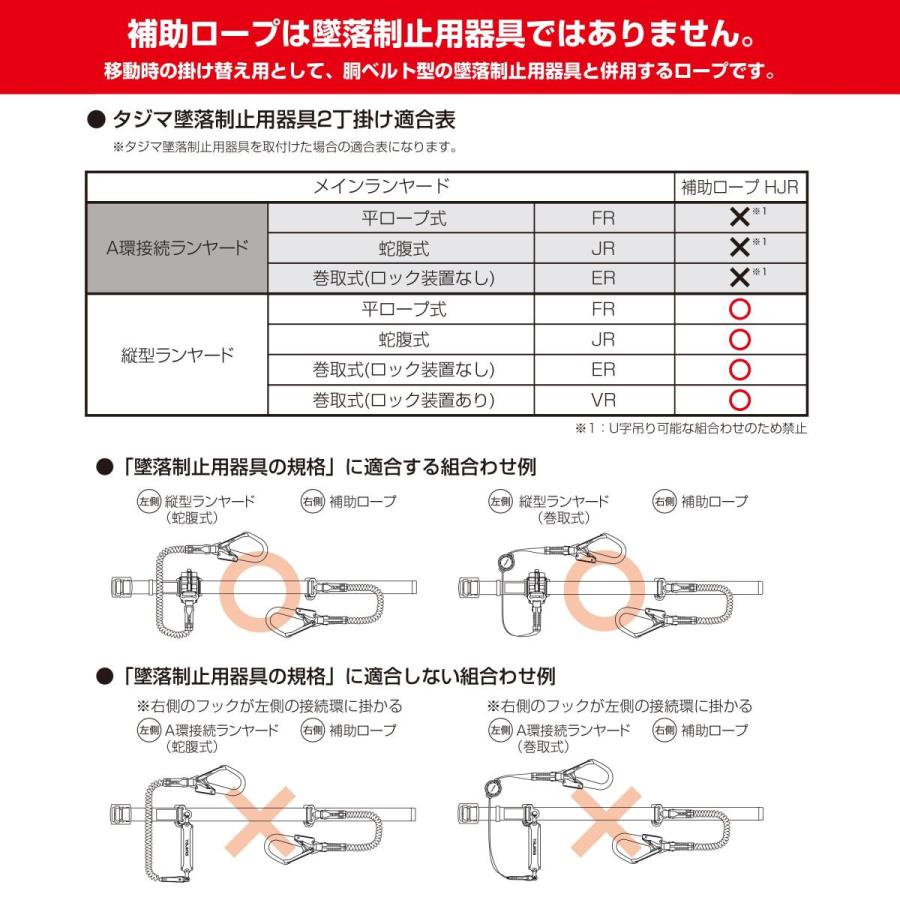 Tajima タジマ  胴ベルト用  縦型ランヤード/蛇腹L1  B1JR150-TL1BK  蛇腹/縦型/L1フック(スチール)｜handskotera｜07