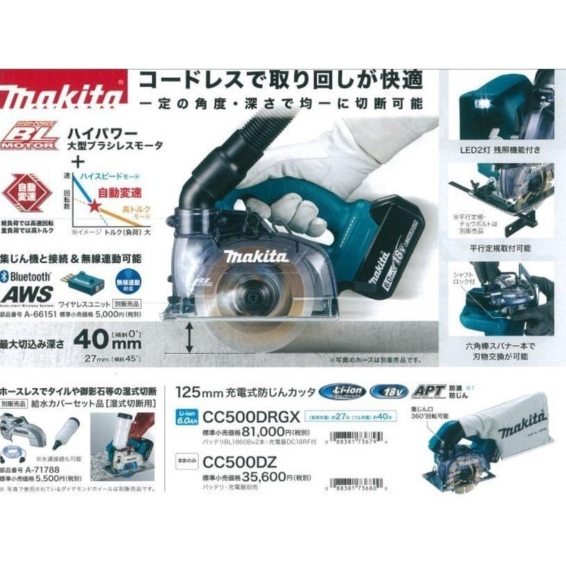 マキタ makita 125mm充電式防じんカッタ CC500DZ 本体のみ