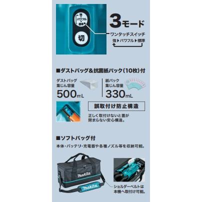 makita マキタ  18V充電式クリーナー　CL184DRF　※3.0Ahバッテリ・充電器・ソフトバッグ付｜handskotera｜04