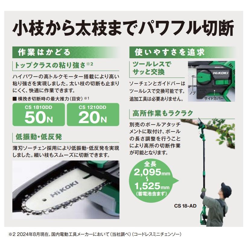 HiKOKI 工機 18V コードレスミニチェンソー CS1810DD(NN) 本体 HiKOKI 工機 18V コードレスミニチェンソー CS1810DD(NN) 本体