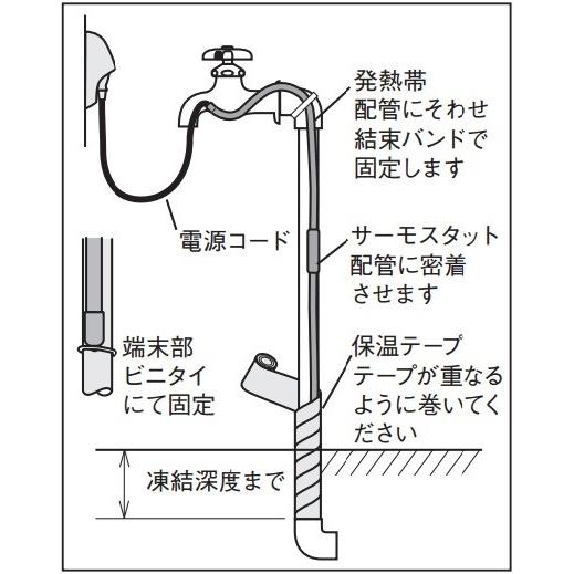 八光 水道凍結防止ヒーター（金属配管用・保温テープ付）3M D-3