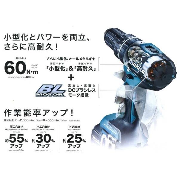 makita マキタ 14.4V充電式ドライバドリル DF474DZ(青)/B(黒)　本体のみ（電池・充電器・ケース別売り）