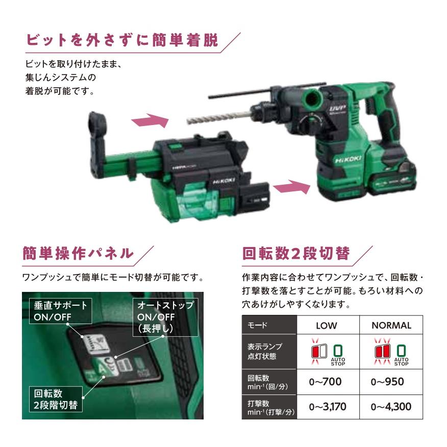 HiKOKI 工機 MV(36V)コードレスロータリハンマドリル DH3628DA(NN) 本体のみ（蓄電池・充電器・ケース別売）