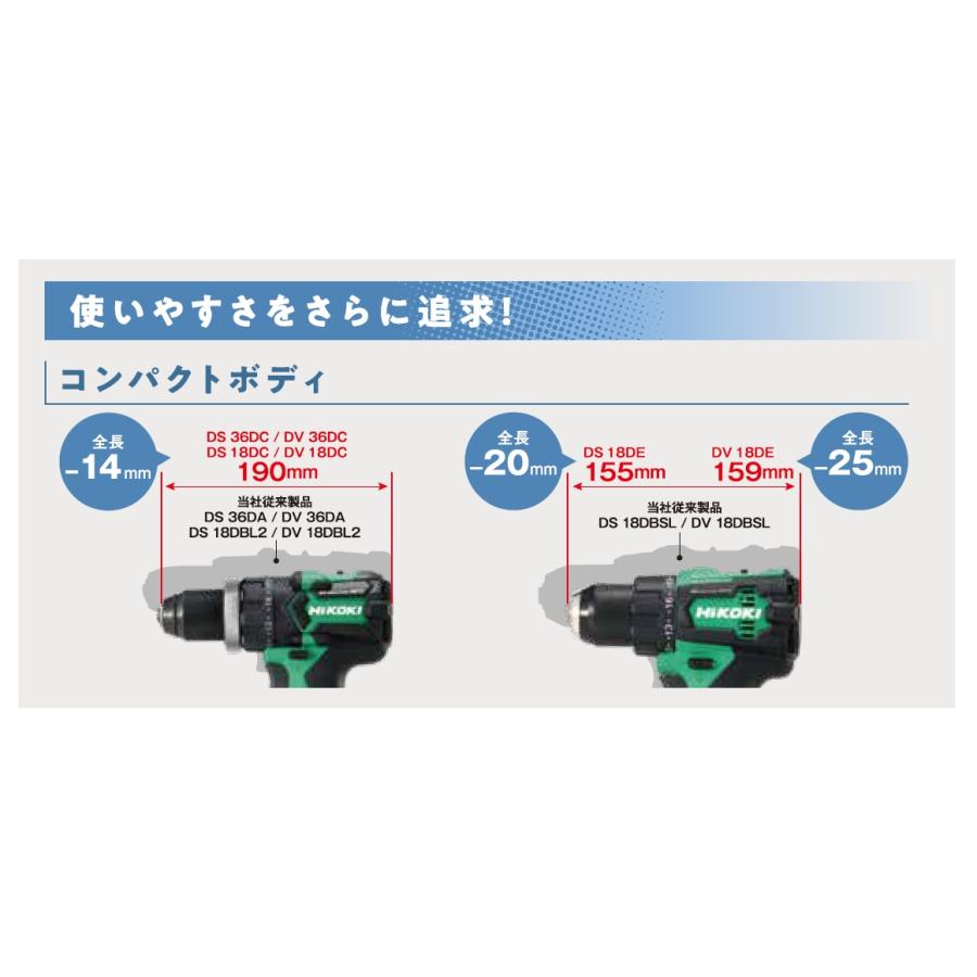 HiKOKI 工機  MV(36V)コードレス振動ドライバドリル  DS36DC(2XPSZ)  Bluetooth新A蓄電池2個＋充電器＋ケース付（ビット別売）｜handskotera｜06