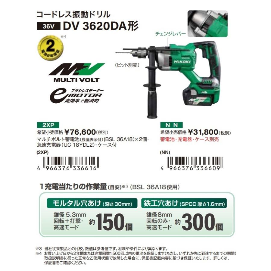 HiKOKI 工機ホールディングス コードレス振動ドリル マルチボルト(36V 
