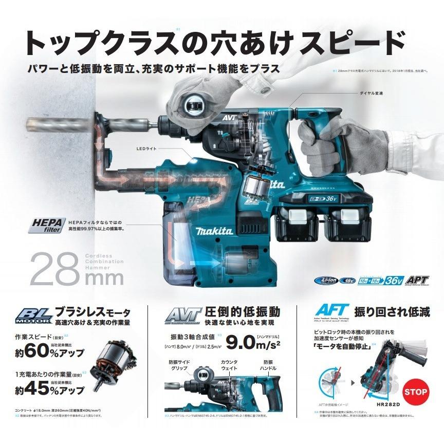 【makita マキタ】28mm充電式ハンマドリル用 集じんシステム　DX03　A-67125　HR282D用