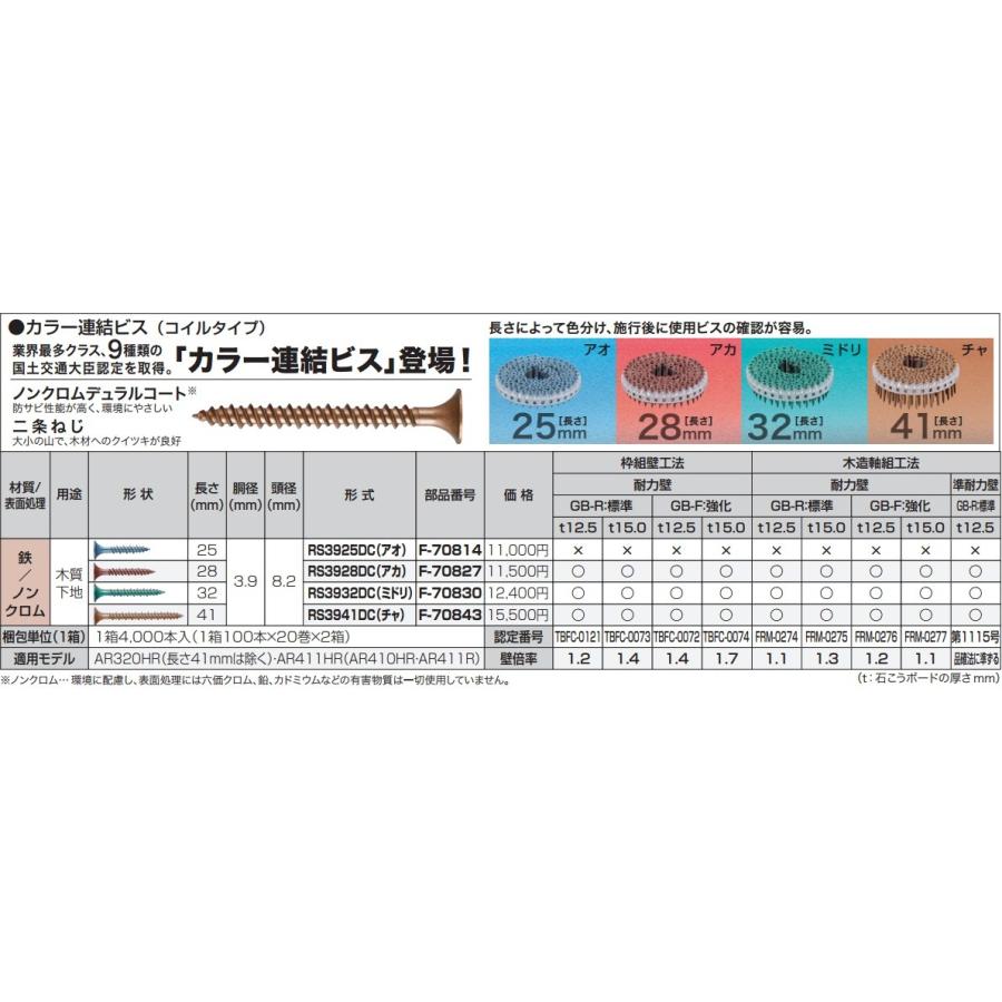 makita マキタ  カラー連結ビス(コイルタイプ) 3.9×41mm [F-70843] RS3941DC(チャ)  100本×20巻×2箱 ※エアビス打ち機用｜handskotera｜03