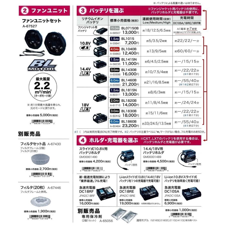 マキタ　充電式ファンジャケット　4点セット　LLサイズ 楽天市場】「マキタ makita」充電式ファンジャケット S・M・L