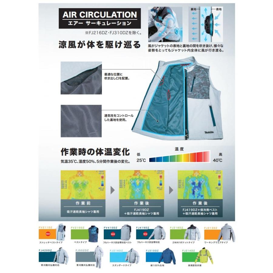 マキタ ※僅少※makita 充電式ファンジャケット FJ213DZ S〜3L