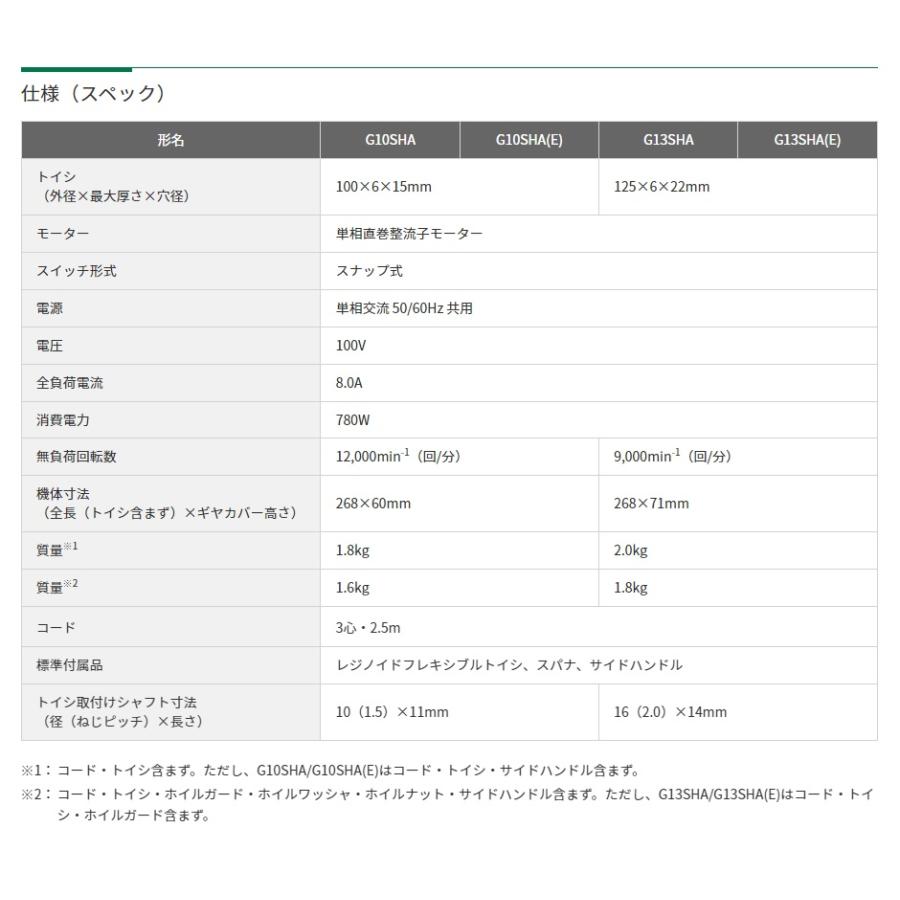 HiKOKI ハイコーキ 電気ディスクグラインダ 100mm径 G10SHA 100V HiKOKI ハイコーキ 電気ディスクグラインダ 100mm径 G10SHA 100V