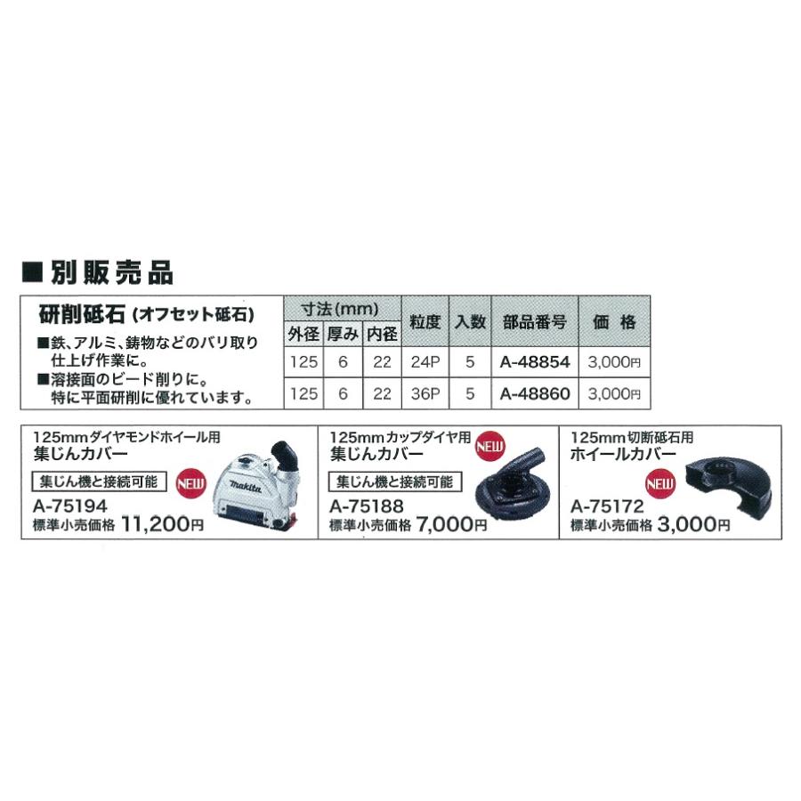 マキタ makita 125mm電気ディスクグラインダ(パドルスイッチ+ マキタ makita 125mm電気ディスクグラインダ(パドルスイッチ+