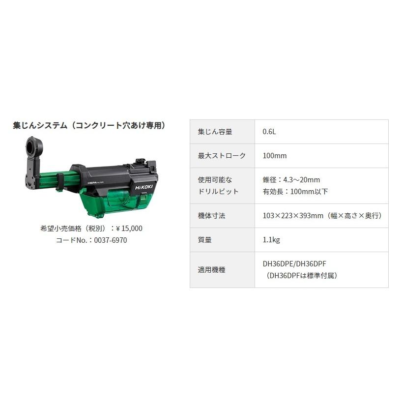 HiKOKI 工機 コードレスロータリハンマドリル用 集じんシステム HiKOKI 工機 コードレスロータリハンマドリル用 集じんシステム