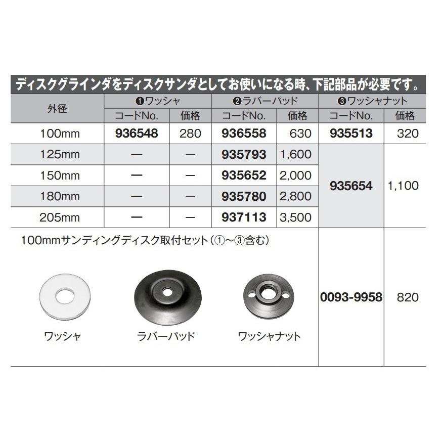 HiKOKI 工機 純正部品 100mm径ディスクグラインダ用 HiKOKI 工機 純正部品 100mm径ディスクグラインダ用