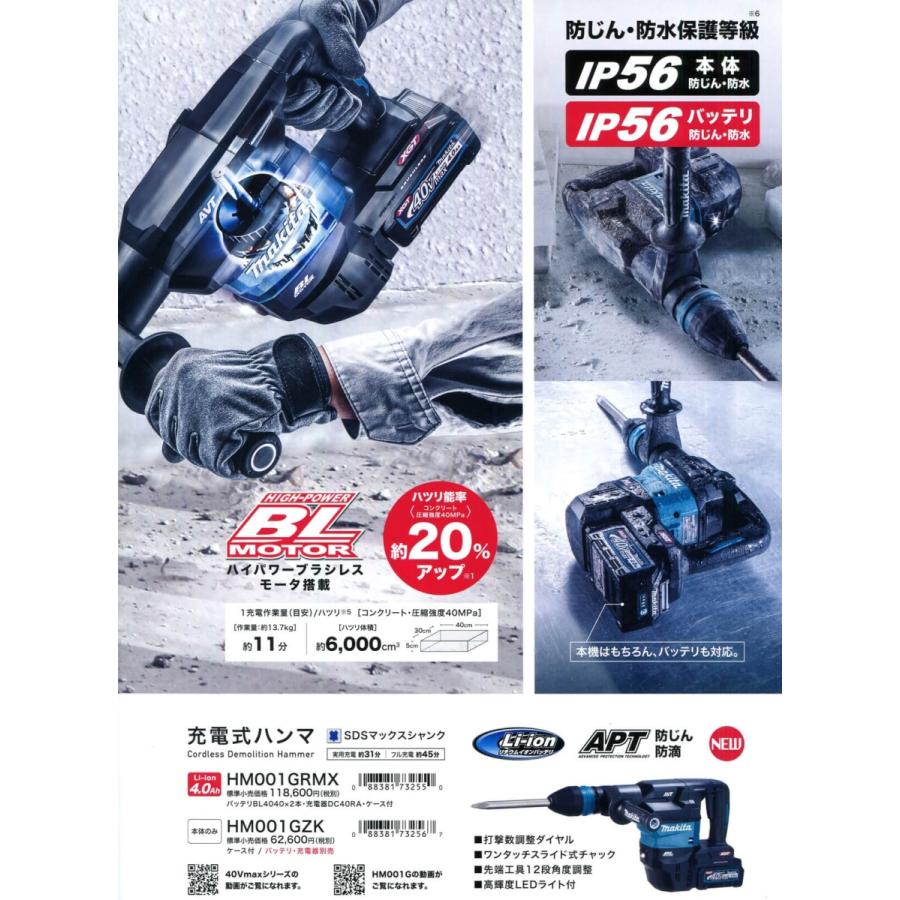 マキタ makita 40Vmax 充電式ハンマ<SDSmaxシャンク マキタ makita 40Vmax 充電式ハンマ<SDSmaxシャンク
