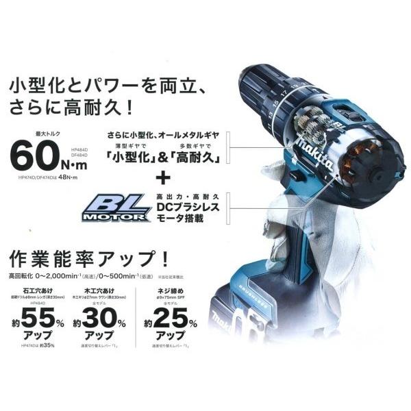 makita マキタ 14.4V充電式震動ドライバドリル HP474DZ　本体のみ（電池・充電器・ケース別売）