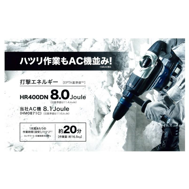 makita マキタ  40mm充電式ハンマドリル 36V(18+18V) HR400DPG2N AFT搭載　SDSmaxシャンク　6.0Ahバッテリ2個＋充電器＋ケース付(ビット別売)｜handskotera｜06