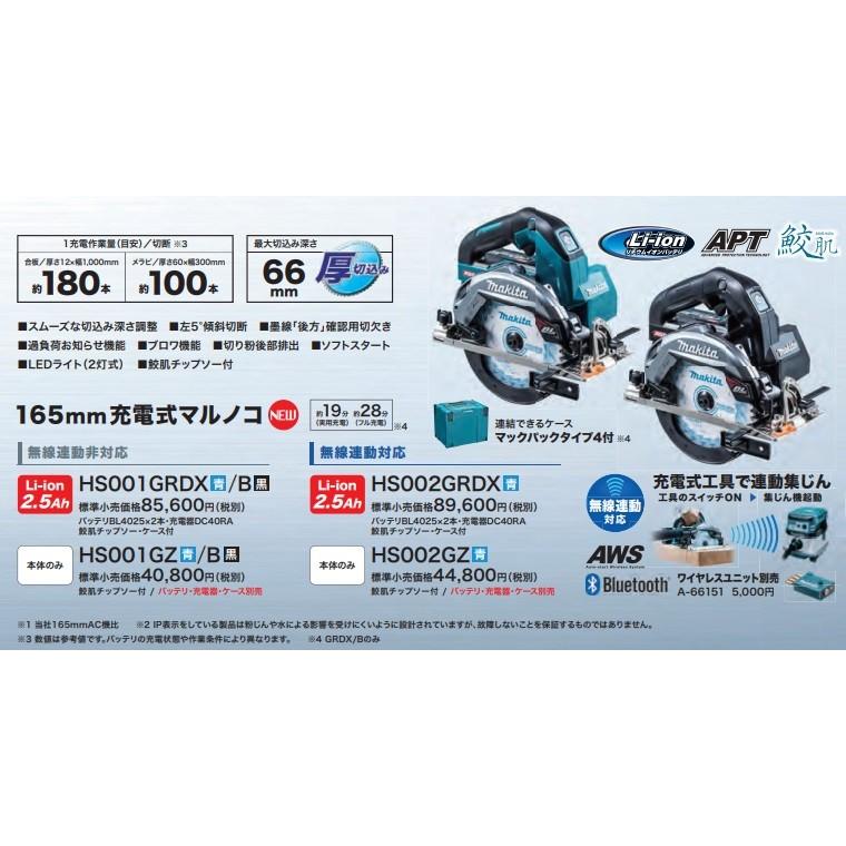 マキタ（makita） 40Vmax 165mm充電式丸のこ 無線連動非対応 HS001GRDX