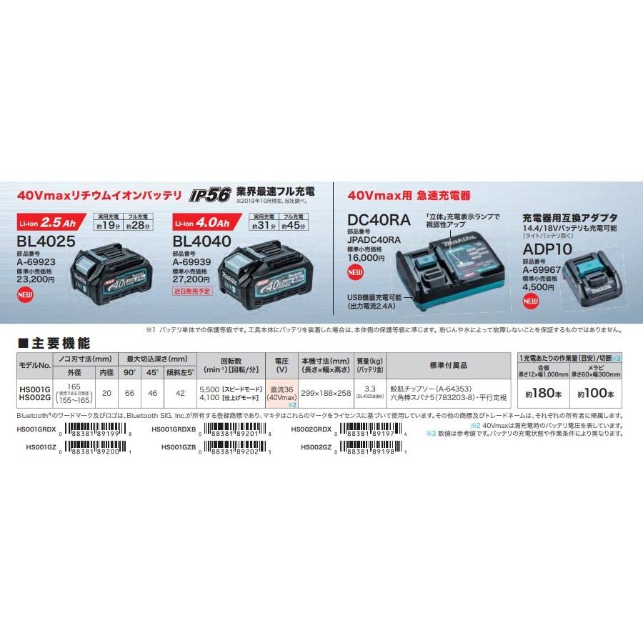 makita マキタ 40Vmax 165mm充電式丸のこ 無線連動非対応 makita マキタ 40Vmax 165mm充電式丸のこ 無線連動非対応