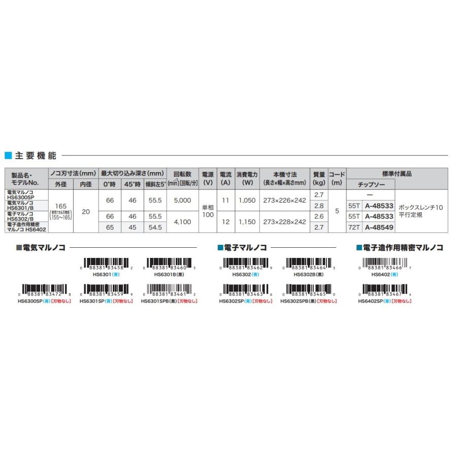 マキタ（makita） 165mm電子造作用精密丸のこ（マルノコ）HS6402