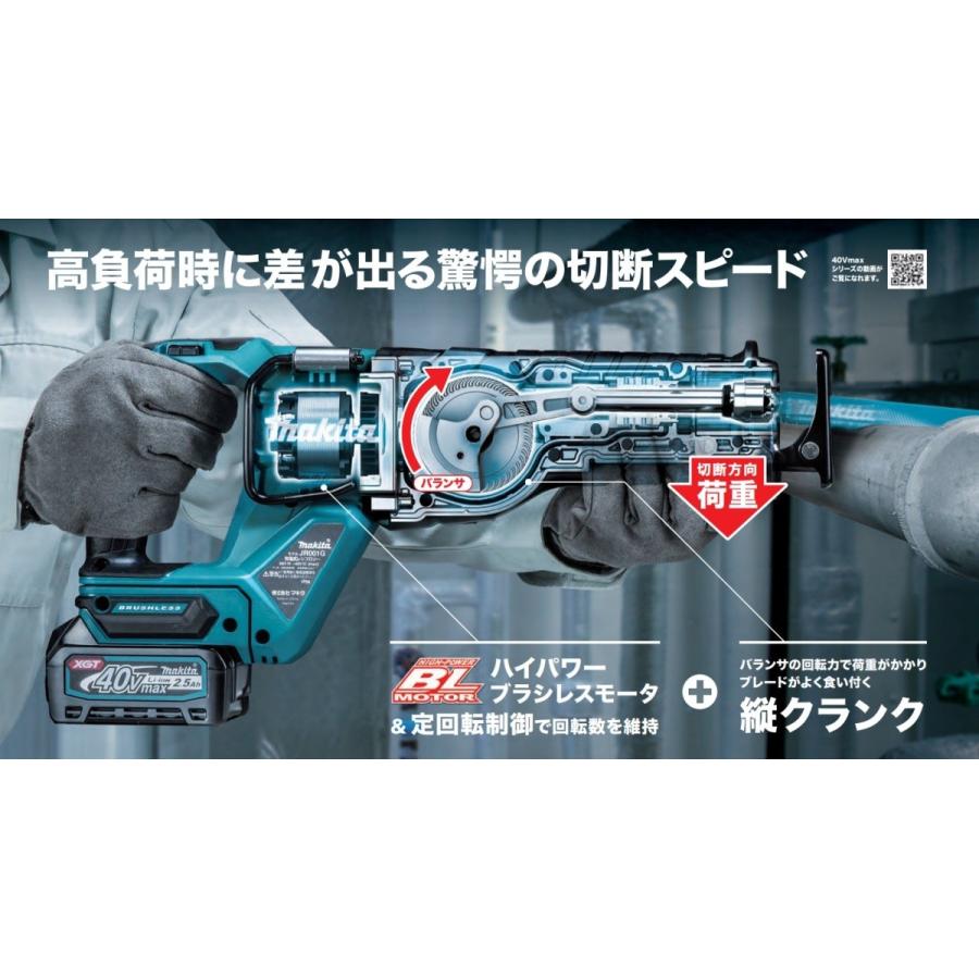 makita マキタ  36V（40max）充電式レシプロソー　JR001GRDX　2.5Ah電池２個＋充電器＋ケース付　※ブレード別売｜handskotera｜04