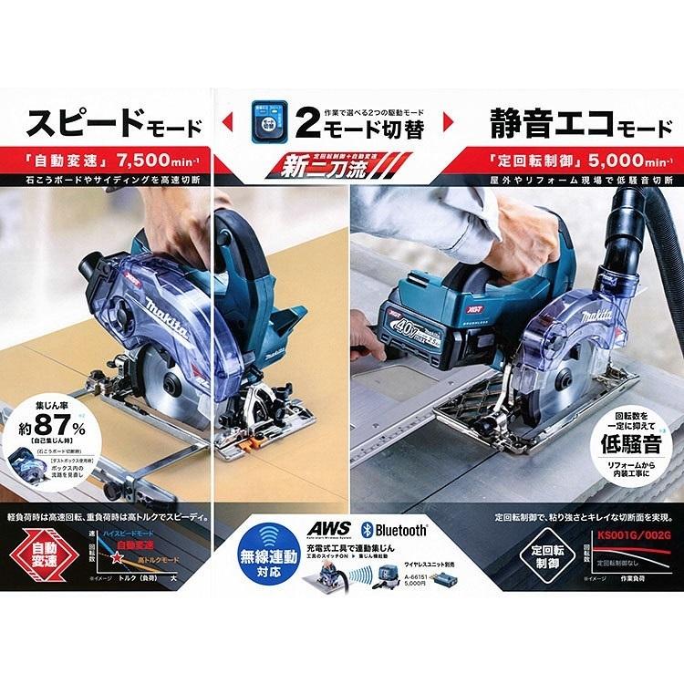 makita マキタ 40Vmax 125mm充電式防じん丸のこ[ダストボックス仕様] KS002GRDX ※2.5Ahバッテリ2個・充電器・ケース付