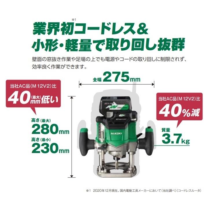 ハイコーキ - 台数限定■セット販売■未使用■HiKOKI(ハイコーキ) 36V コードレスルーター M3612DA(NN) バッテリー1個付き 軸径6mm 8mm 12mm  リプロス 小型 軽量 研削 研磨 切断 HiKOKI（ハイコーキ） 36Vコードレスルーター