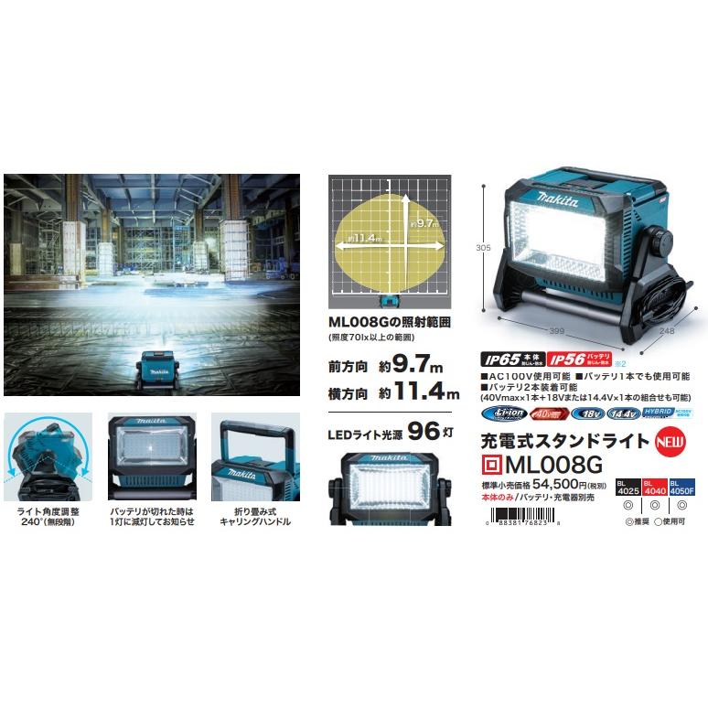 makita マキタ ML008G スタンドライト 未使用 AC/DC 14.4V/18V/40V