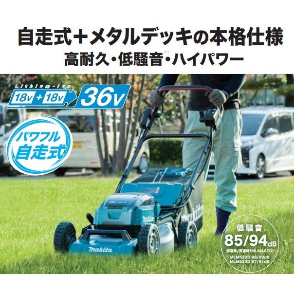 マキタ 18V+18V→36V充電式芝刈機MLM533DZ マキタ（makita） 大型商品 18V+18V⇒36V 534mm充電式芝刈機（アルミ