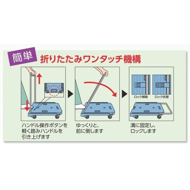 代引き不可  TRUSCOトラスコ  小型樹脂台車”こまわり君”　折畳ハンドル・省音タイプ　600×390　MP-6039N2　全７色｜handskotera｜04