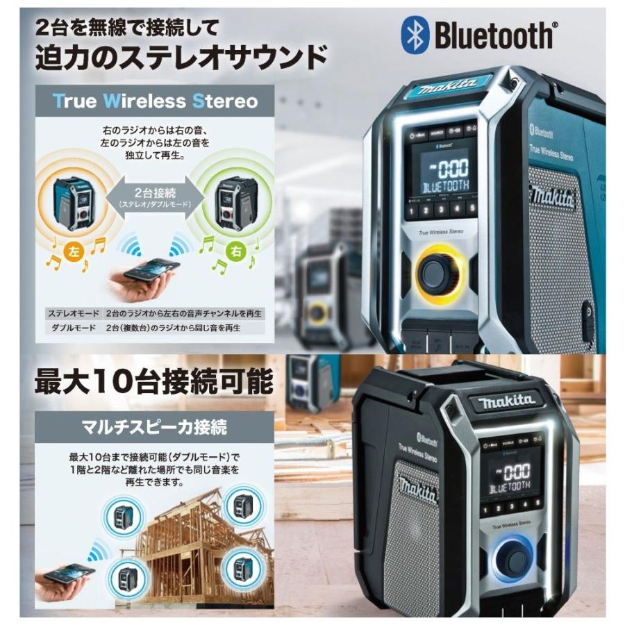 makita マキタ  充電式ラジオ　MR113 青／MR113B 黒　本体のみ　Bluetooth・スピーカ×３＆マルチアンプ(バッテリ・充電器別売)｜handskotera｜09