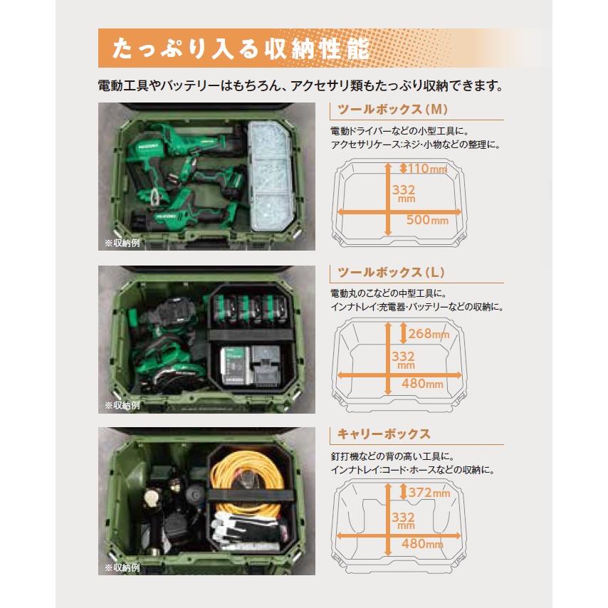 2色在庫あり  HiKOKI 工機  マルチクルーザー  ツールボックス M  フォレストグリーン/サンドベージュ  MULTI CRUISER｜handskotera｜10