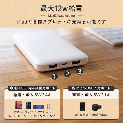 オウルテック モバイルバッテリー 薄型10000mAh ブラック:OWL-LPB10005