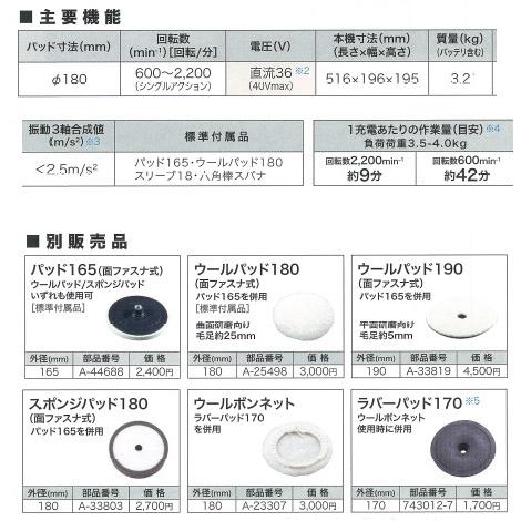 マキタ makita 40Vmax 180mm充電式ポリッシャ PV001GZ 本体のみ マキタ makita 40Vmax 180mm充電式ポリッシャ PV001GZ 本体のみ
