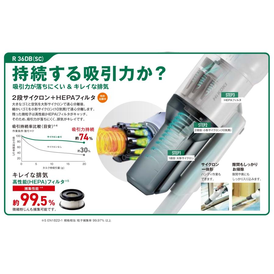 HiKOKI 工機 MV(36V)コードレスクリーナー(2段サイクロン式