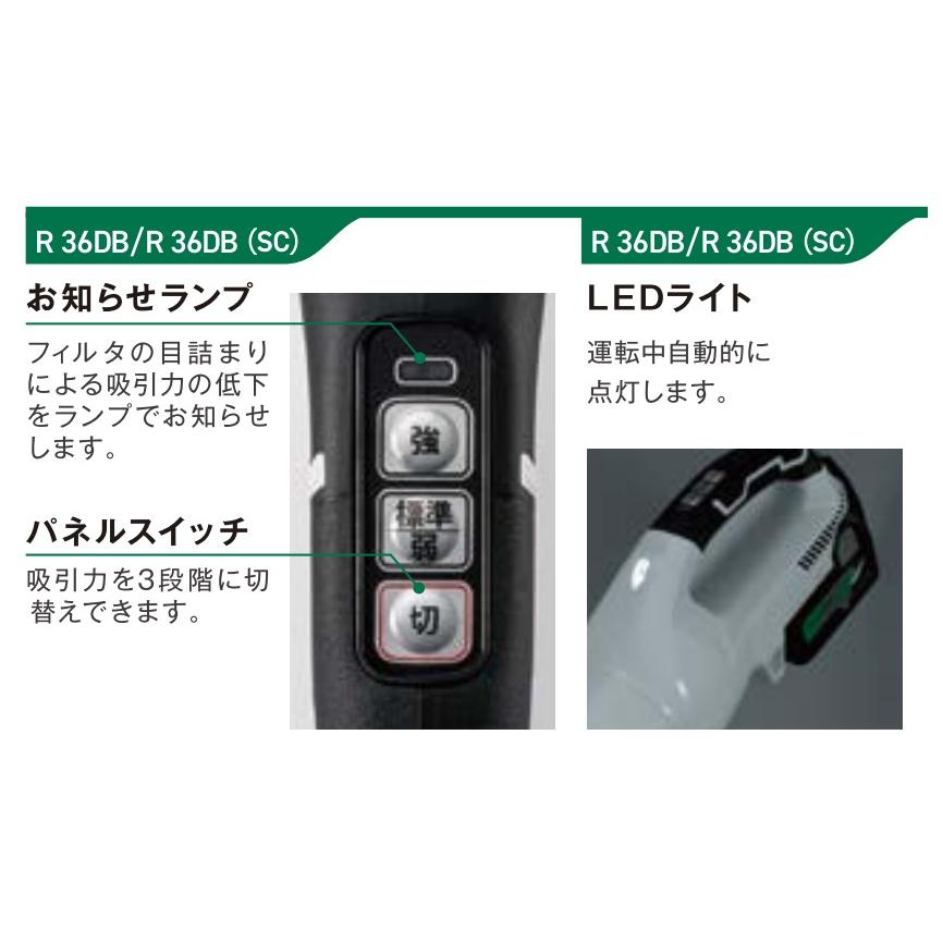 HiKOKI 工機 MV(36V)コードレスクリーナー R36DB(XPZ) ホワイト HiKOKI 工機 MV(36V)コードレスクリーナー R36DB(XPZ) ホワイト