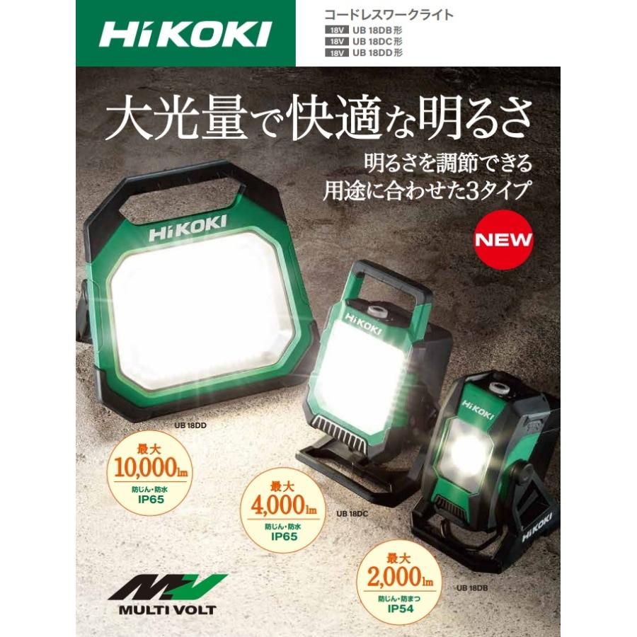 HiKOKI 工機ホールディングス  18V  コードレスワークライト  UB18DD（NN）本体のみ（蓄電池・充電器別売）｜handskotera｜03